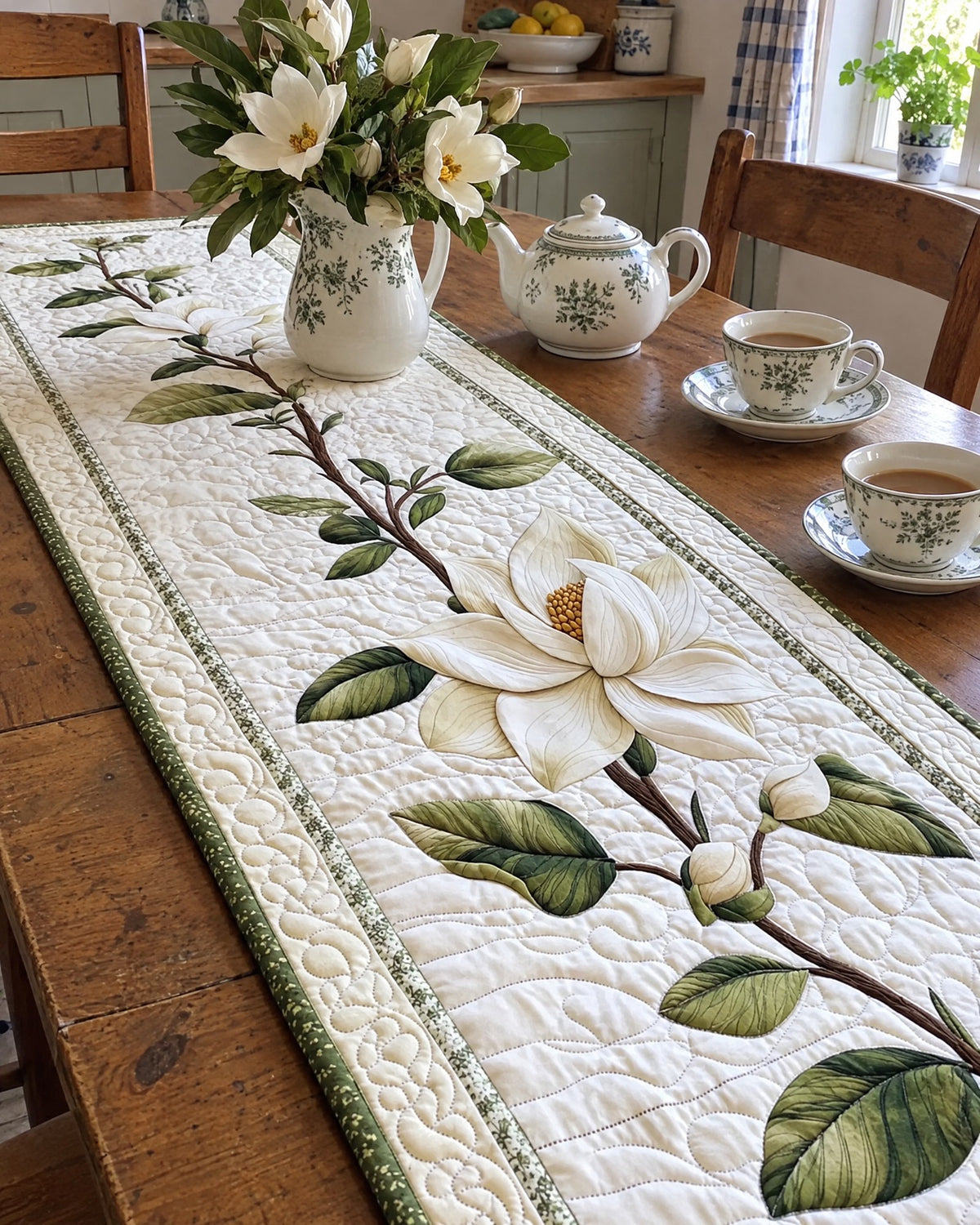 Chemin de table - Magnolia rustique