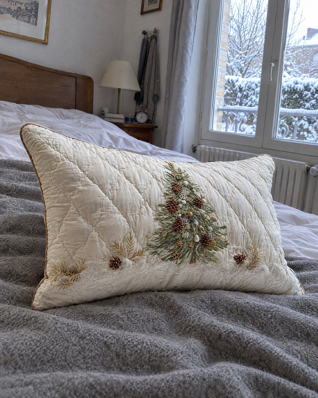 Housse de coussin - Refuge enneigé