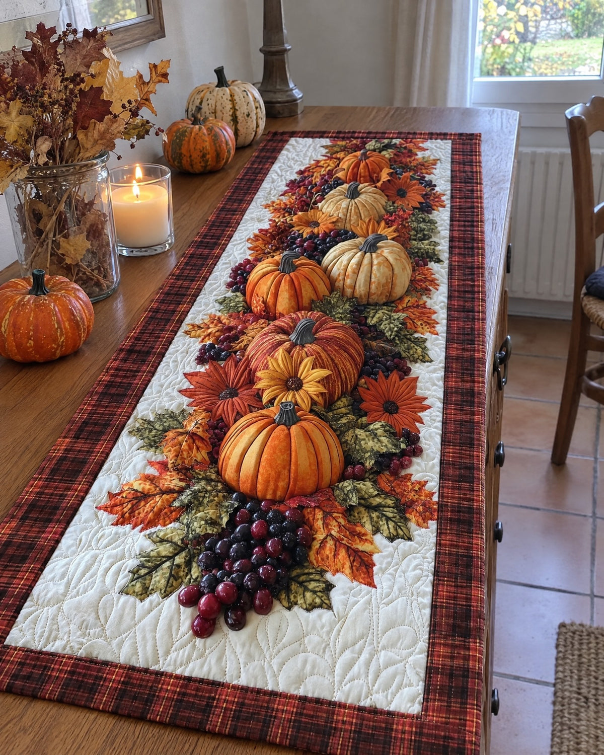 Chemin de table - Défilé de citrouilles