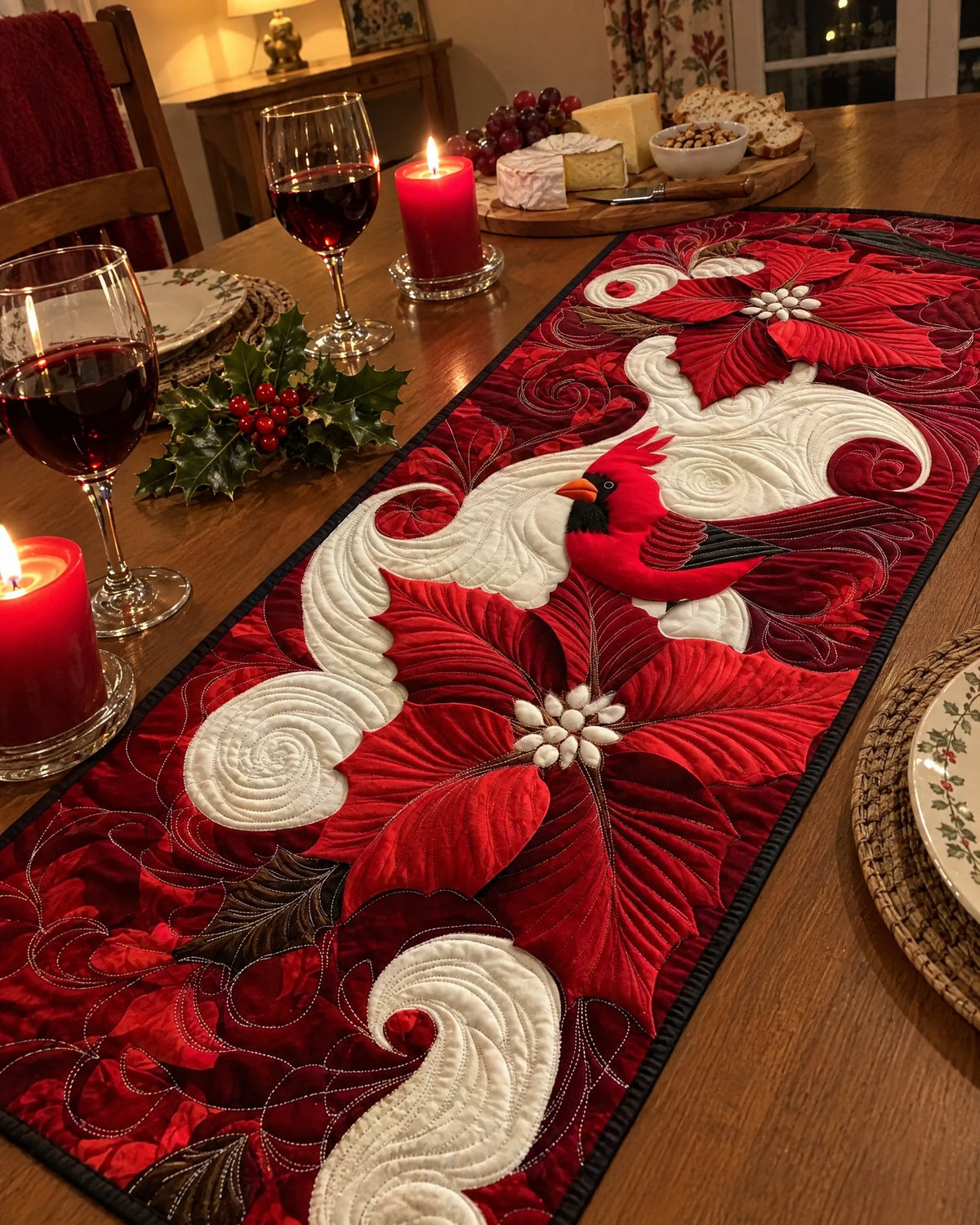 Chemin de table - Cardinal rouge