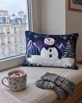 Housse de coussin - Bonhomme de neige violet