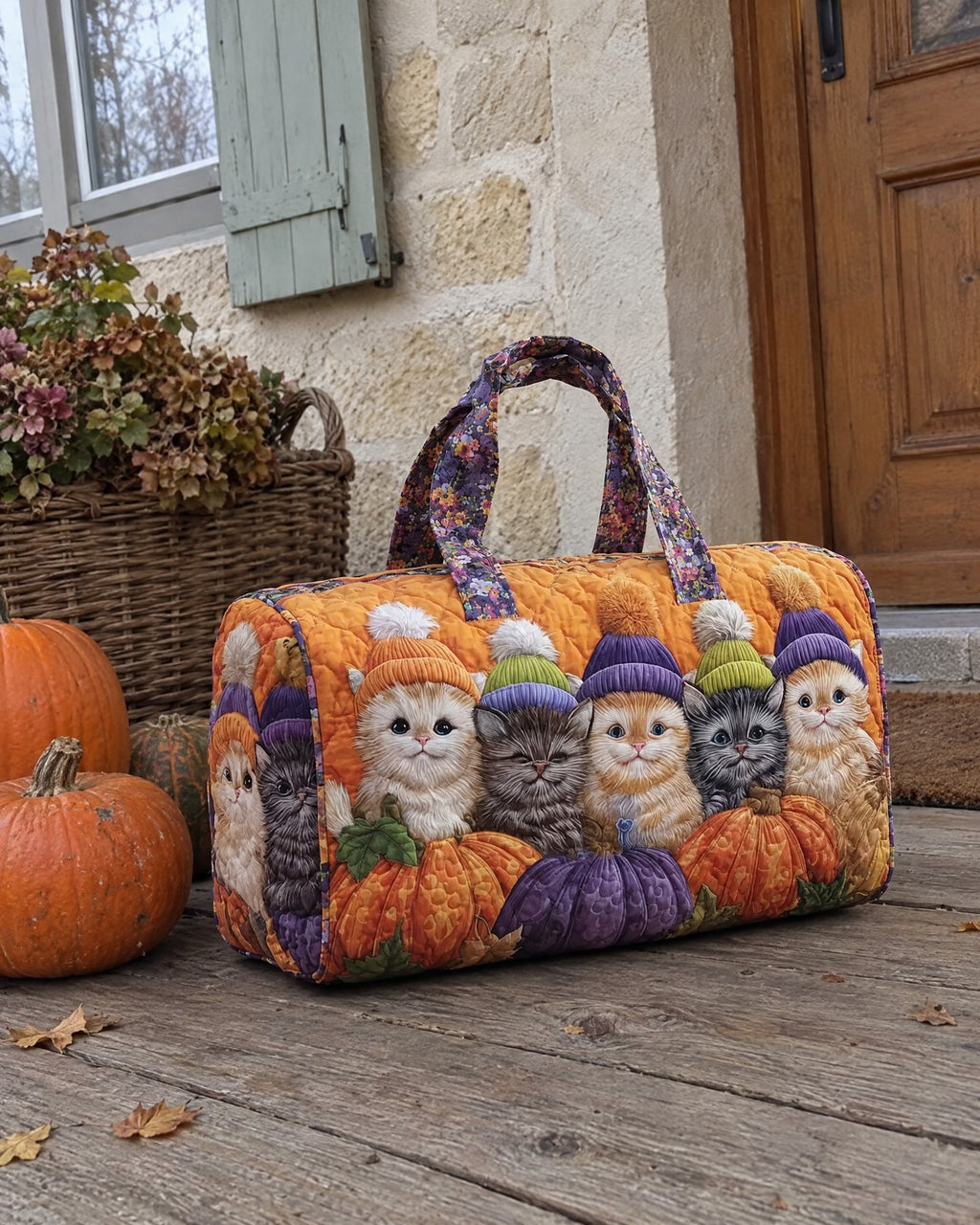 Sac de voyage - Chatons aux citrouilles