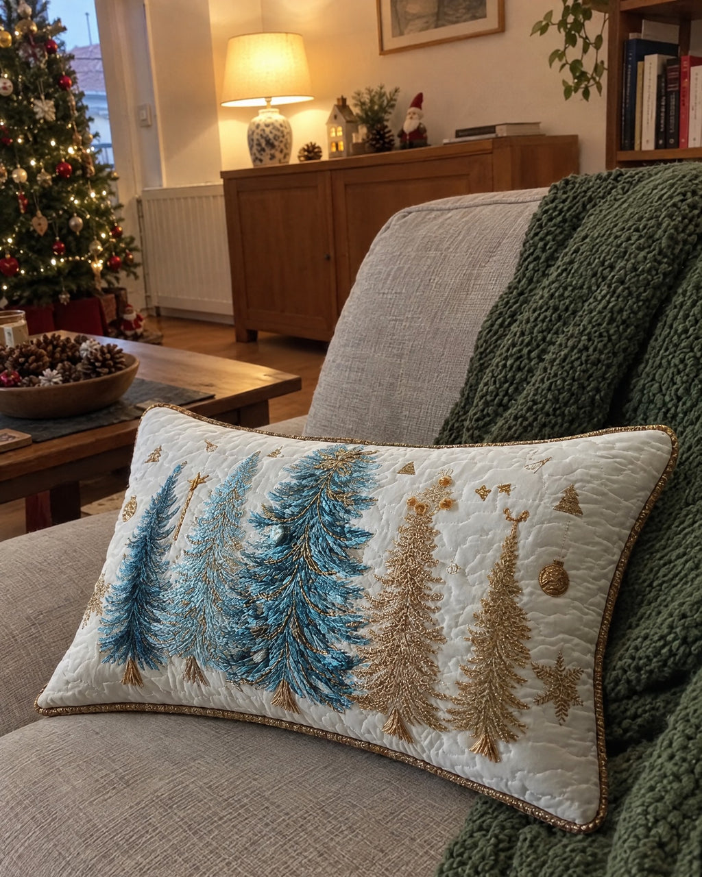 Housse de coussin - Forêt festive