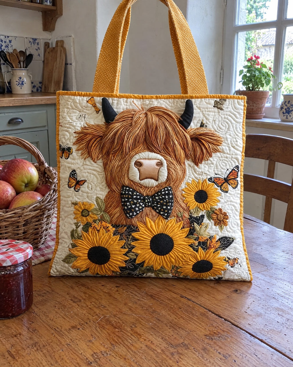 Sac artisanal - Vache Highland aux tournesols