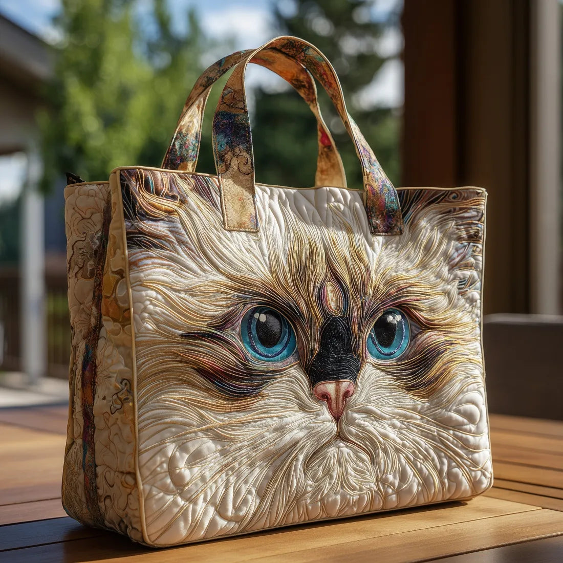Sac artisanal - Chat blanc aux yeux bleus