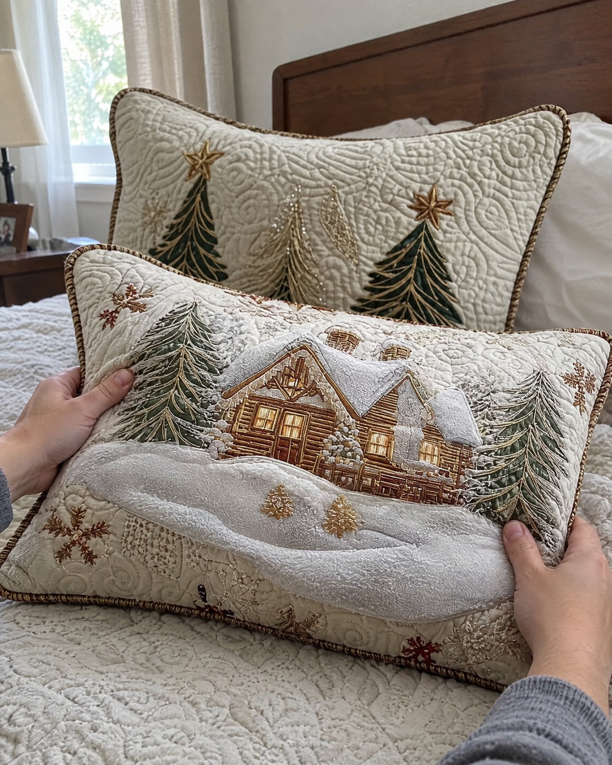 Housse de coussin - Chalet sous la neige
