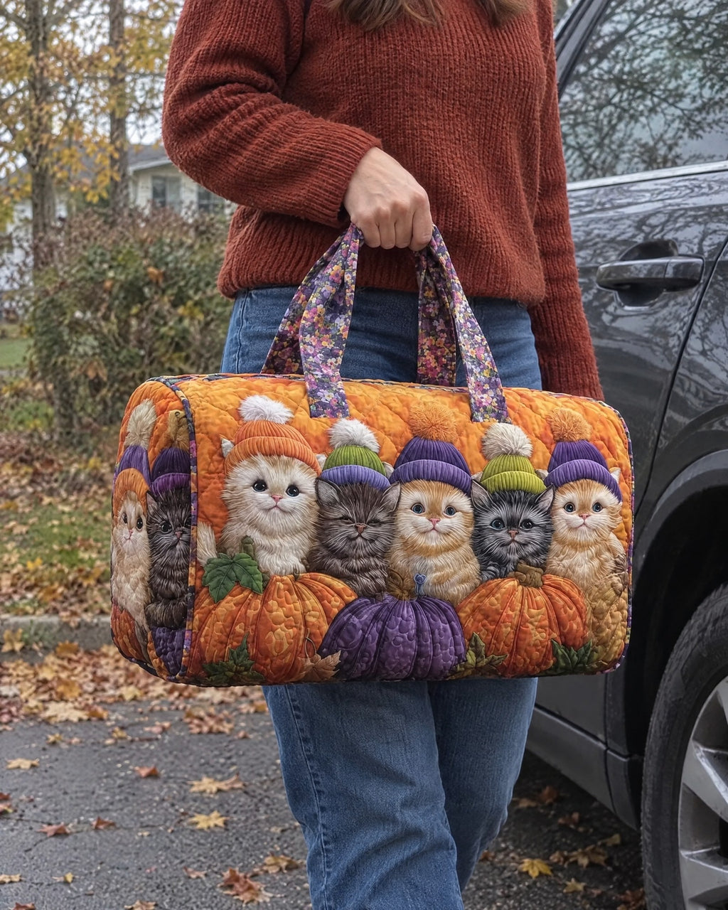 Sac de voyage - Chatons aux citrouilles