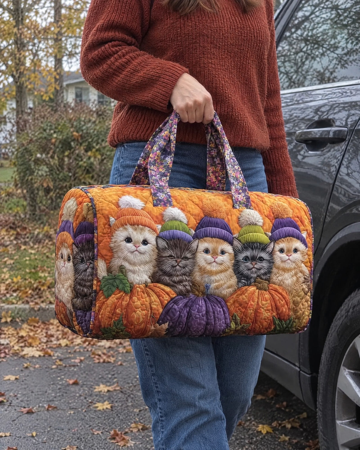 Sac de voyage - Chatons aux citrouilles