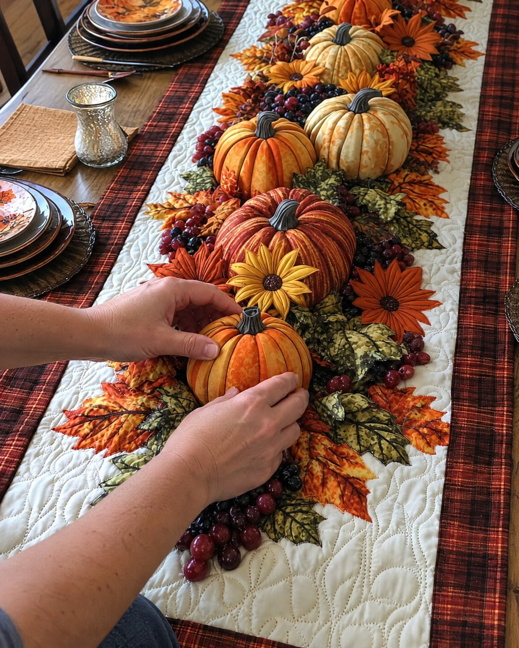 Chemin de table - Défilé de citrouilles