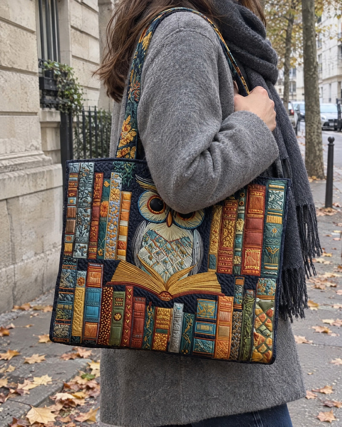 Sac artisanal - Hibou et livres