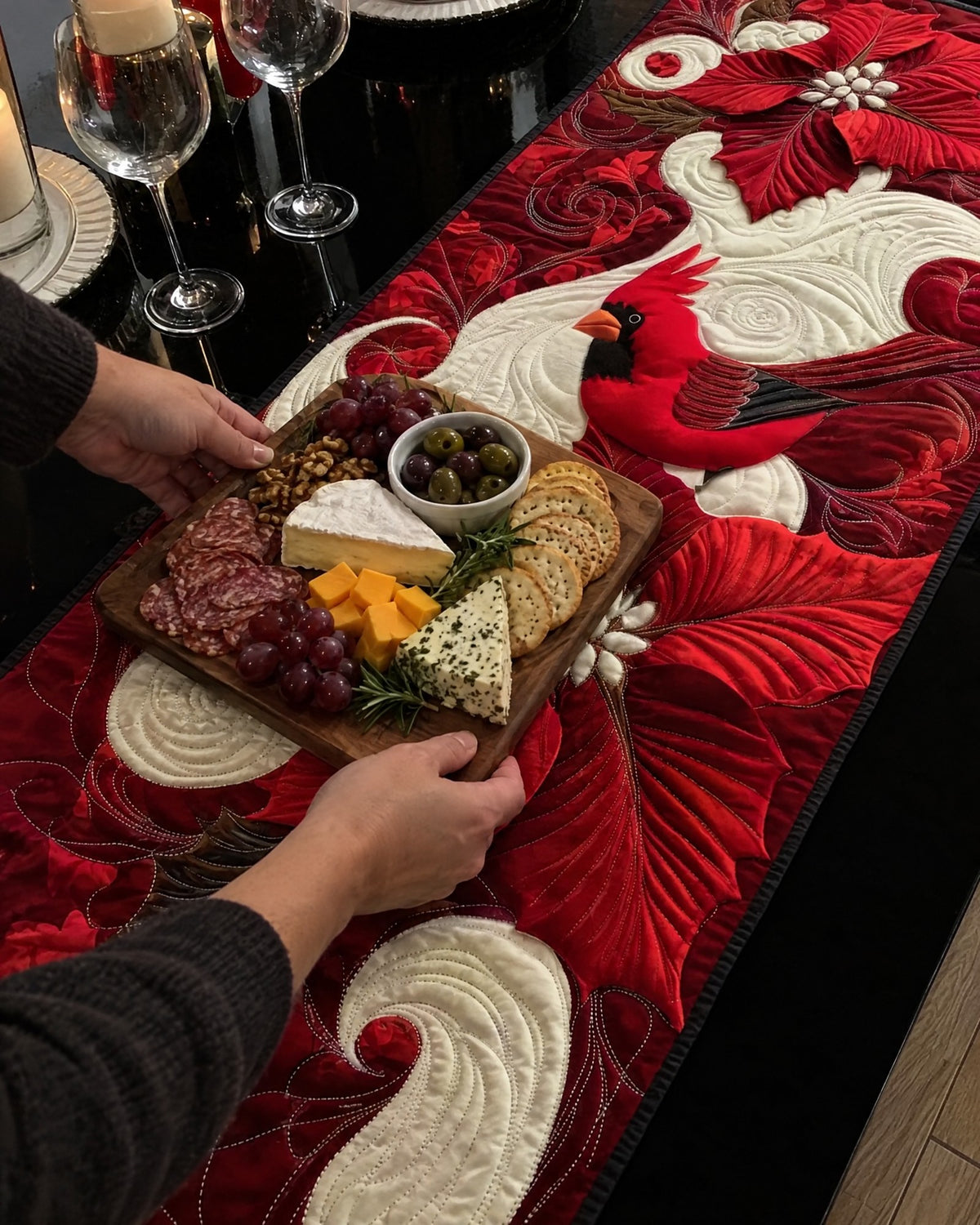 Chemin de table - Cardinal rouge