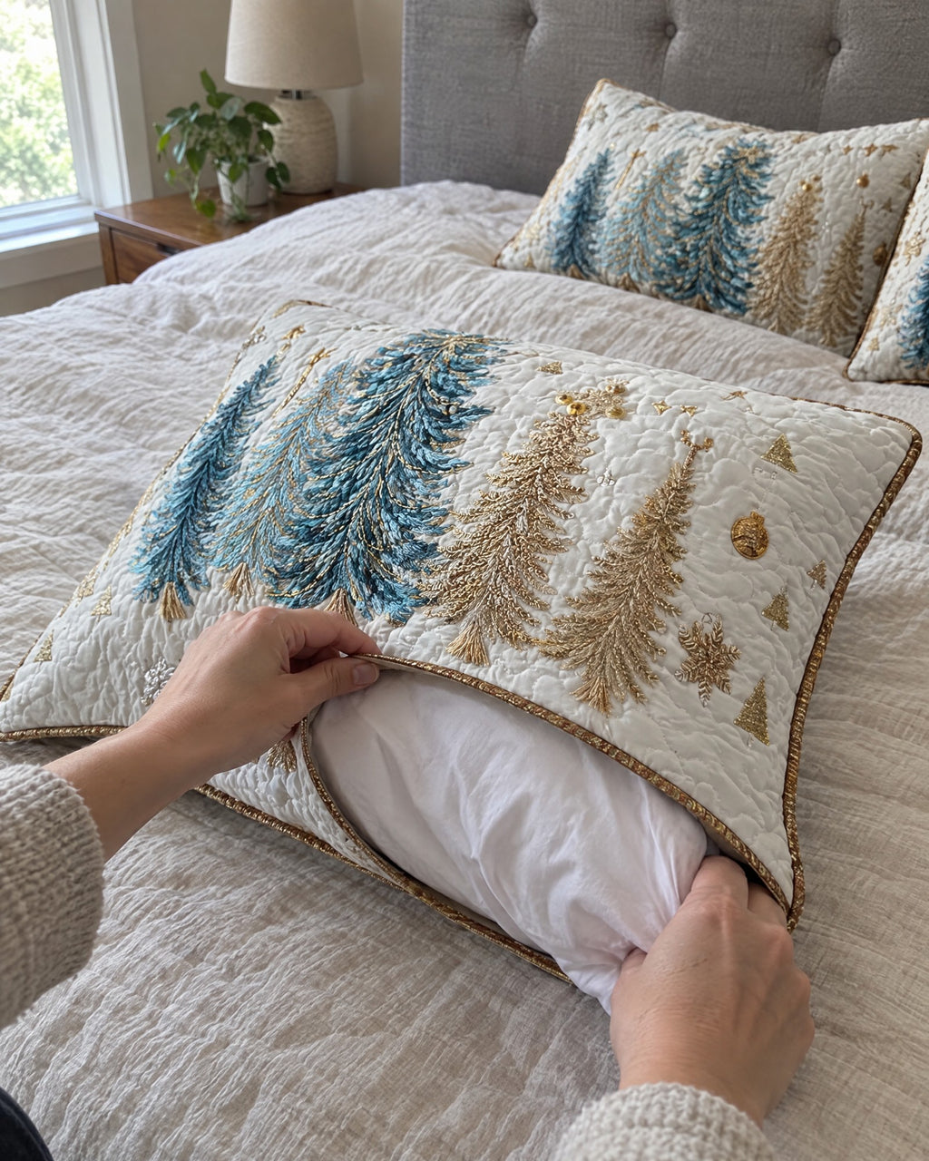 Housse de coussin - Forêt festive