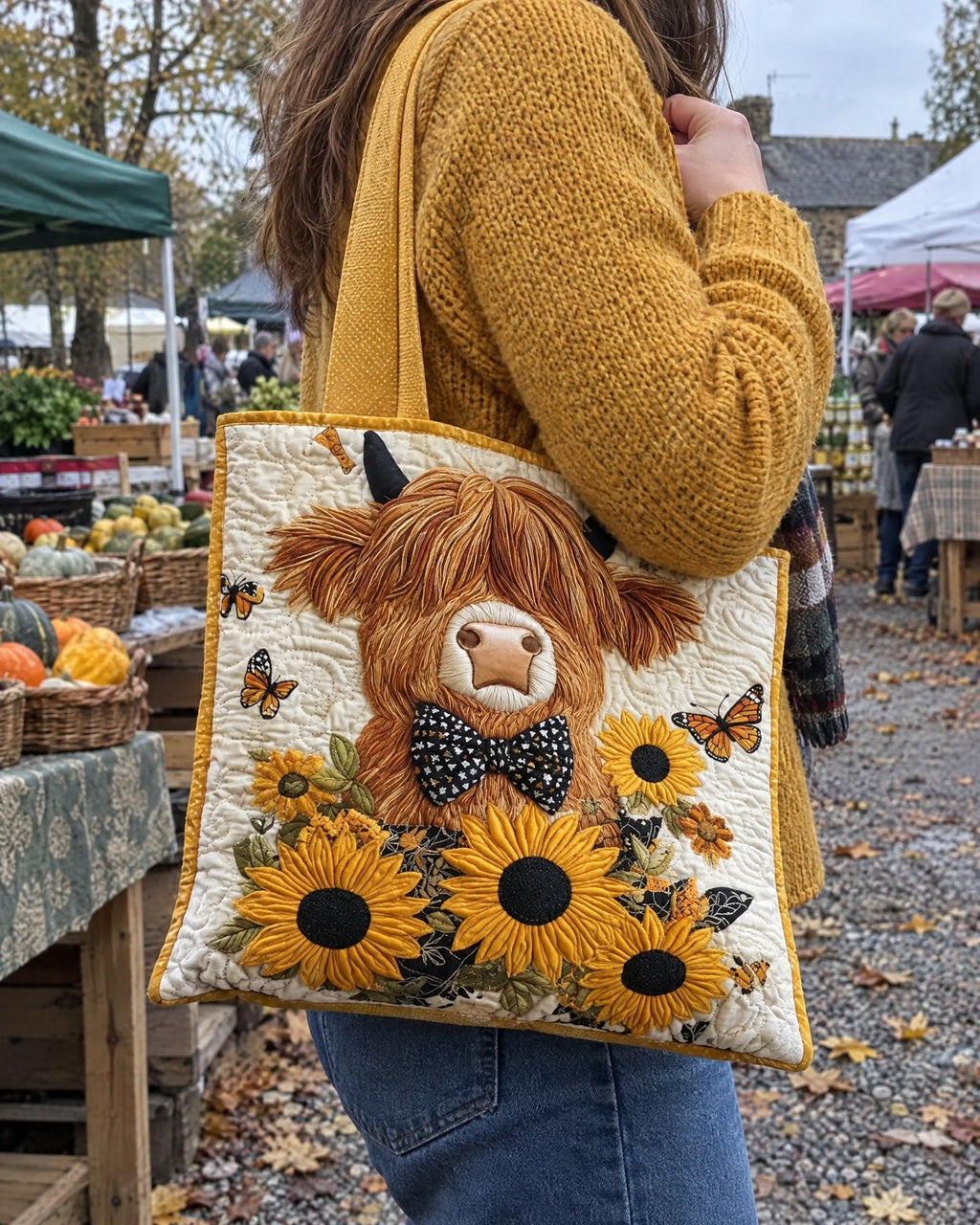 Sac artisanal - Vache Highland aux tournesols