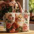 Sac artisanal - Chatte parmi les roses