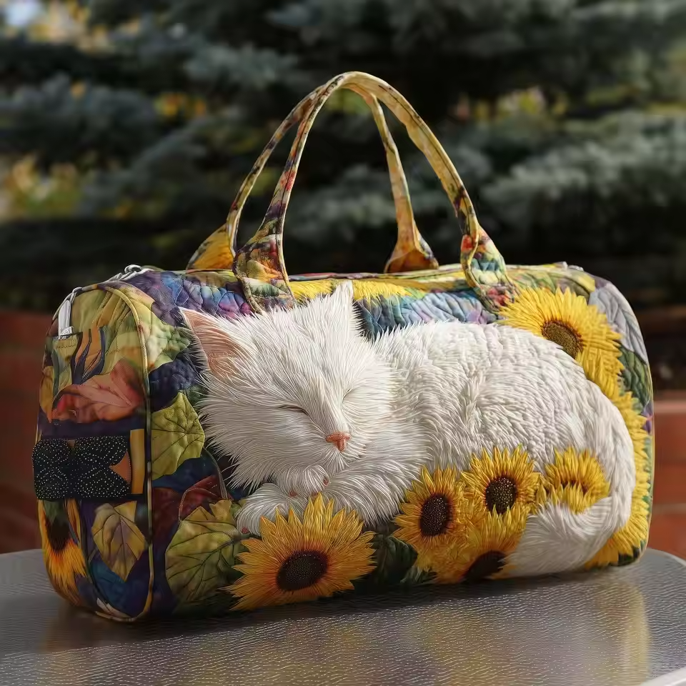 Sac de voyage - Petite chatte parmi les tournesols