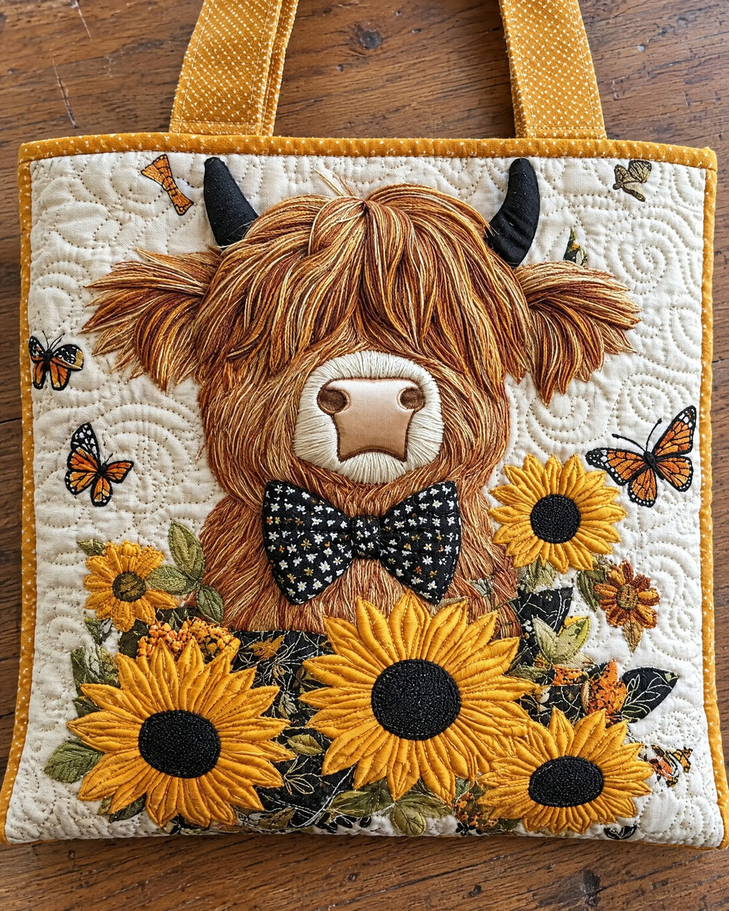 Sac artisanal - Vache Highland aux tournesols