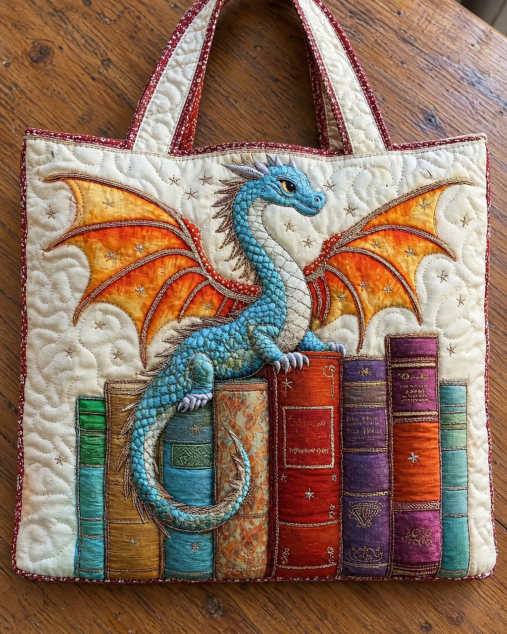 Sac artisanal - Dragon parmi les livres