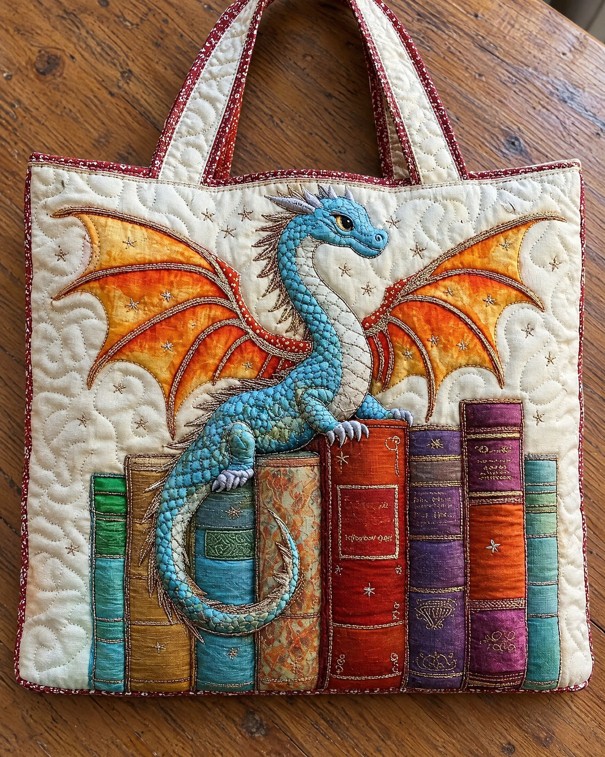 Sac artisanal - Dragon parmi les livres