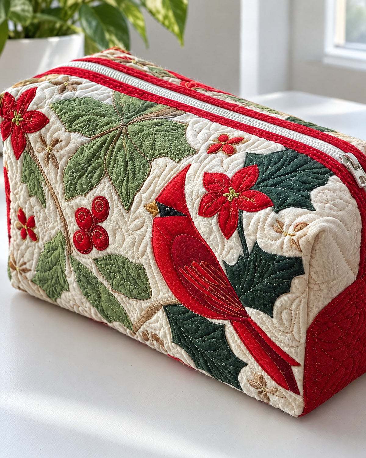Trousse de maquillage - Cardinal dans le houx