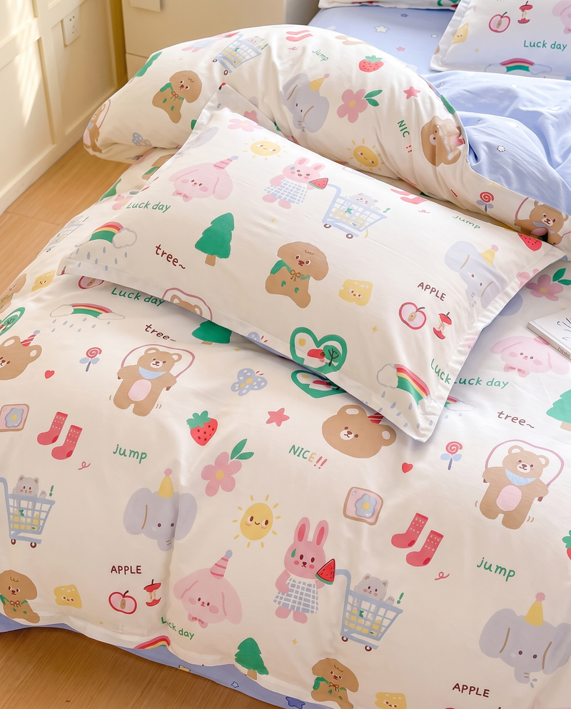 Housse de couette enfant - Petits animaux pastel
