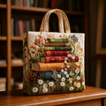 Sac artisanal - Livres et fleurs