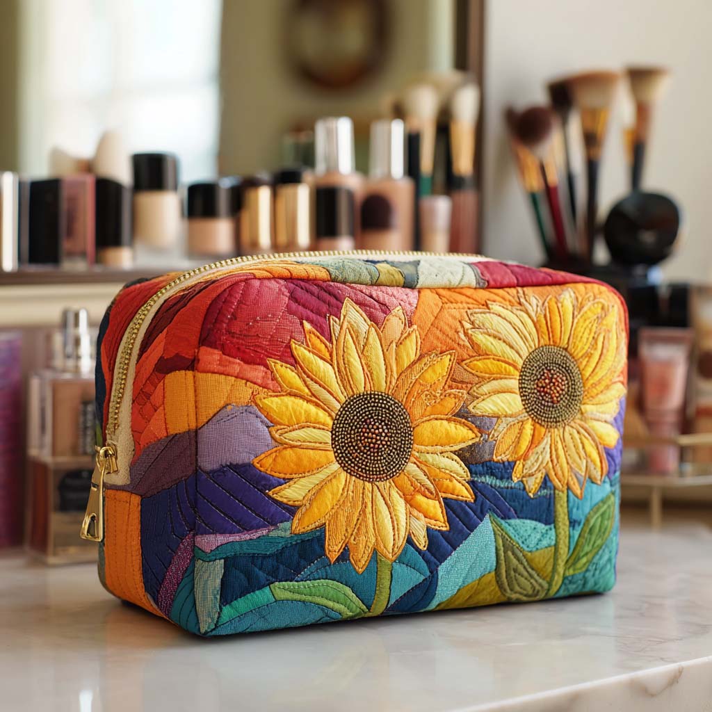 Trousse de maquillage - Fleur dorée