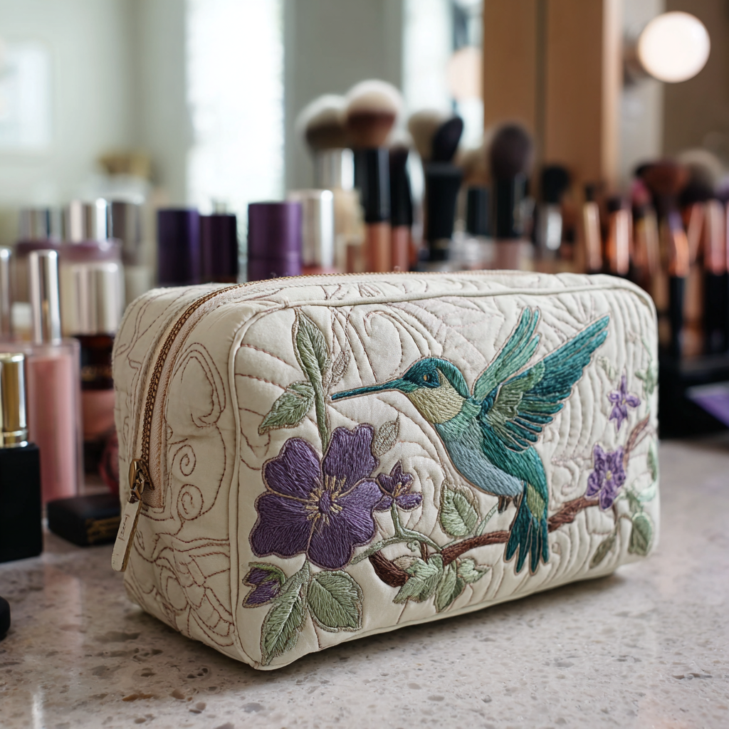 Trousse de maquillage - Floraison de colibri