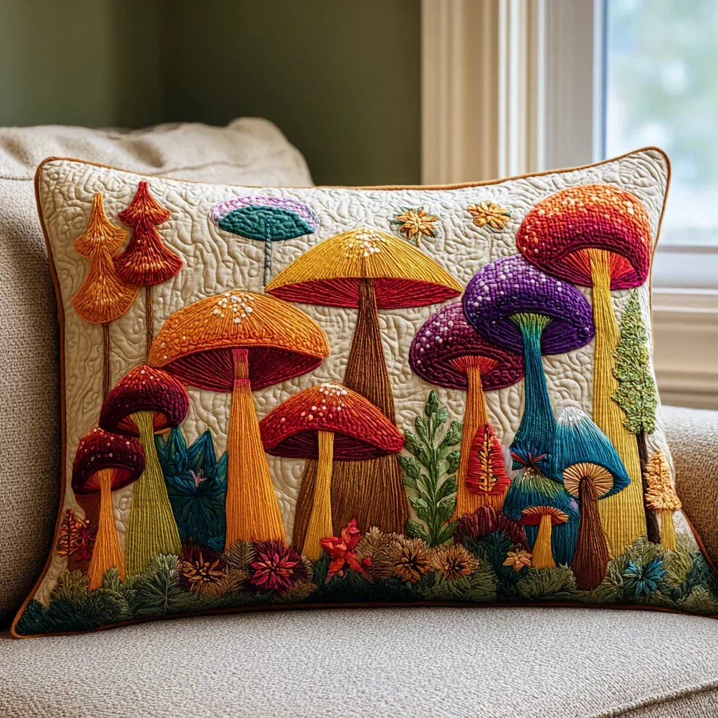 Housse de coussin - Jardin de champignons