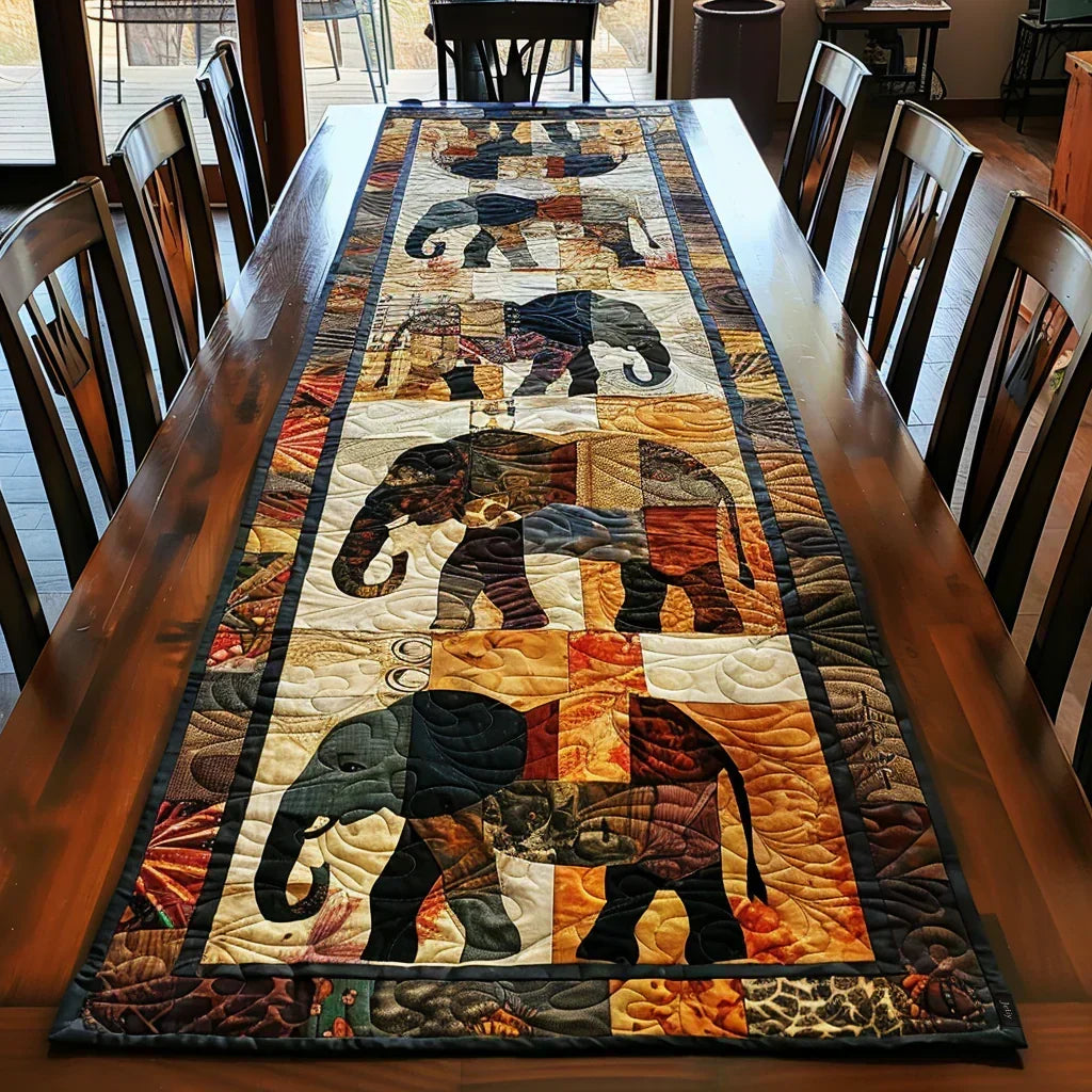 Chemin de table - Défilé d’éléphants