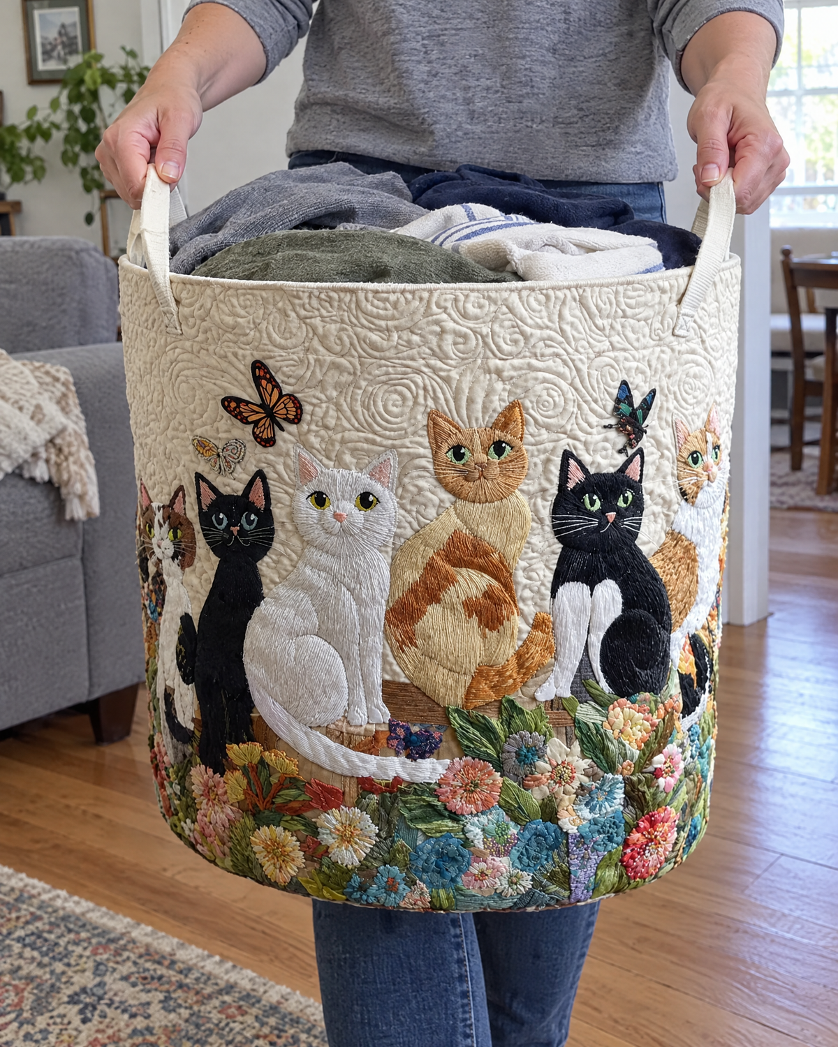 Panier à linge - Chats du jardin