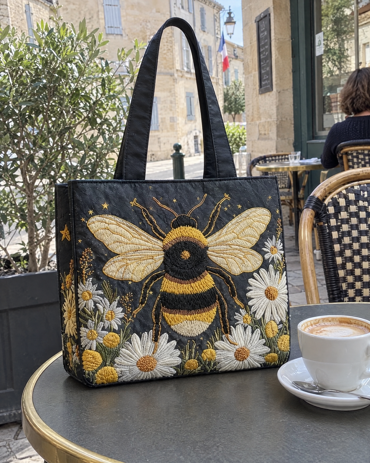 Sac artisanal - Abeille parmi les marguerites