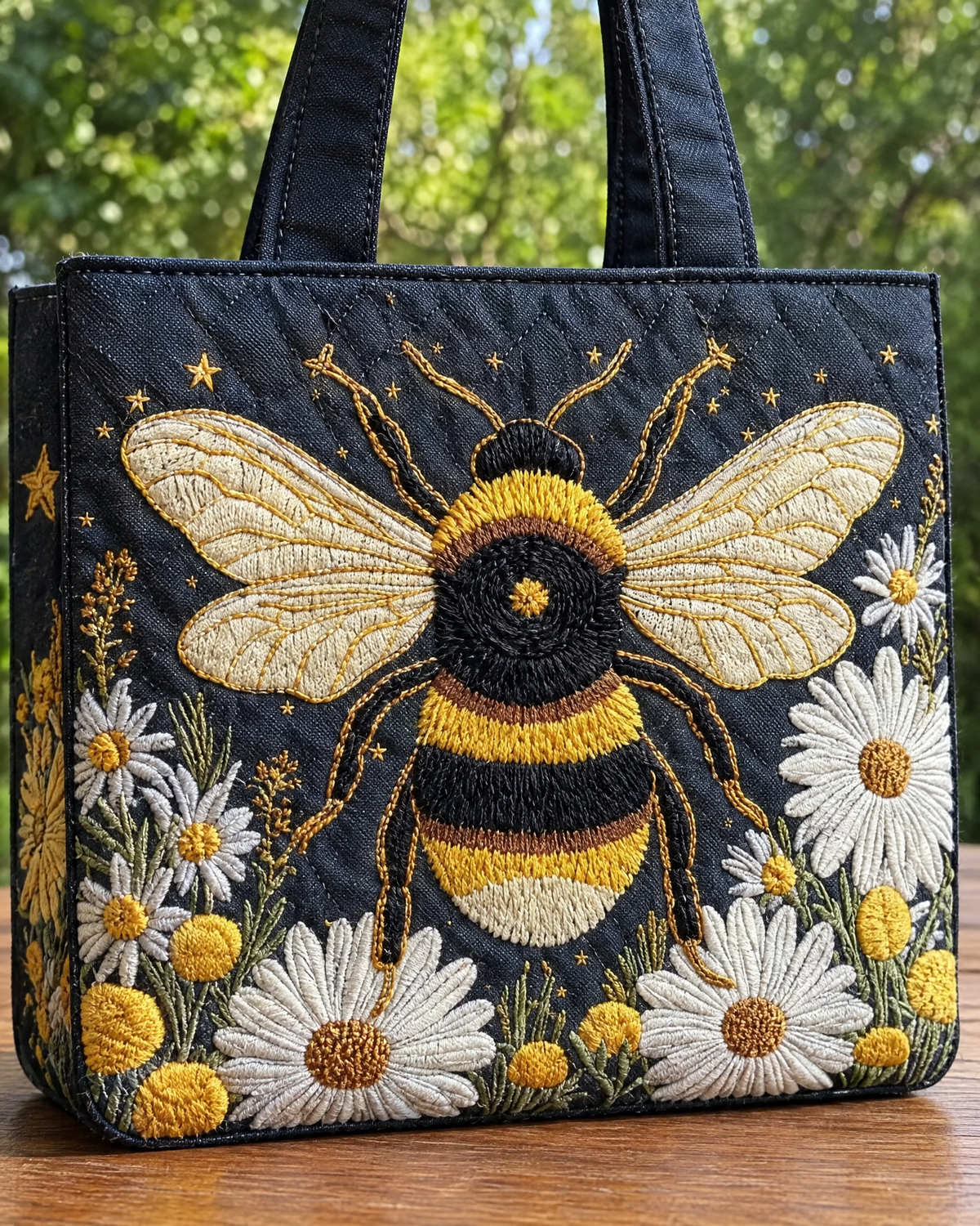 Sac artisanal - Abeille parmi les marguerites