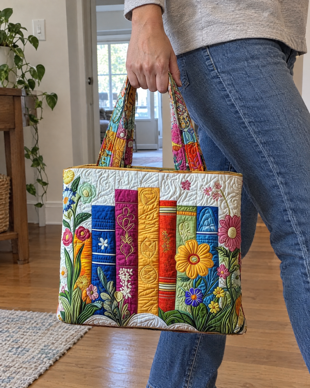 Sac artisanal - Bibliothèque fleurie