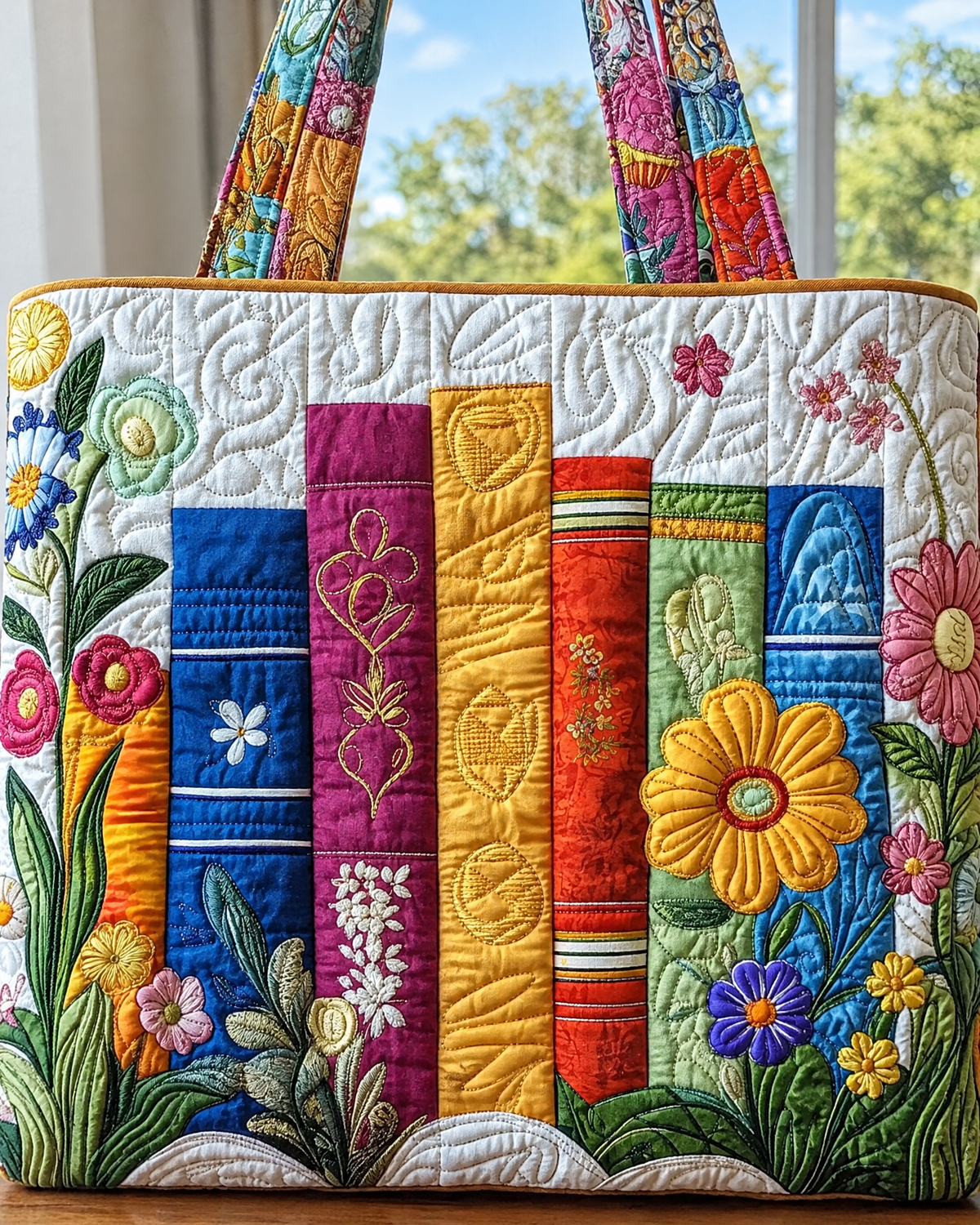 Sac artisanal - Bibliothèque fleurie