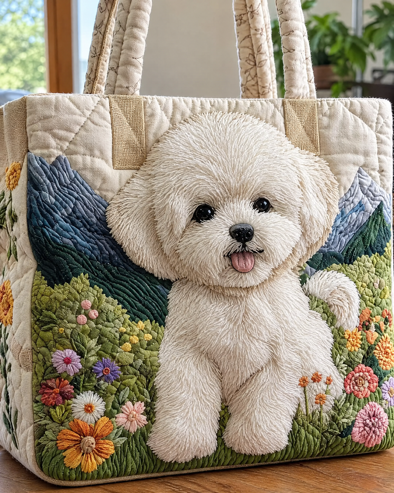Sac artisanal - Petit chien blanc