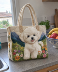 Sac artisanal - Petit chien blanc