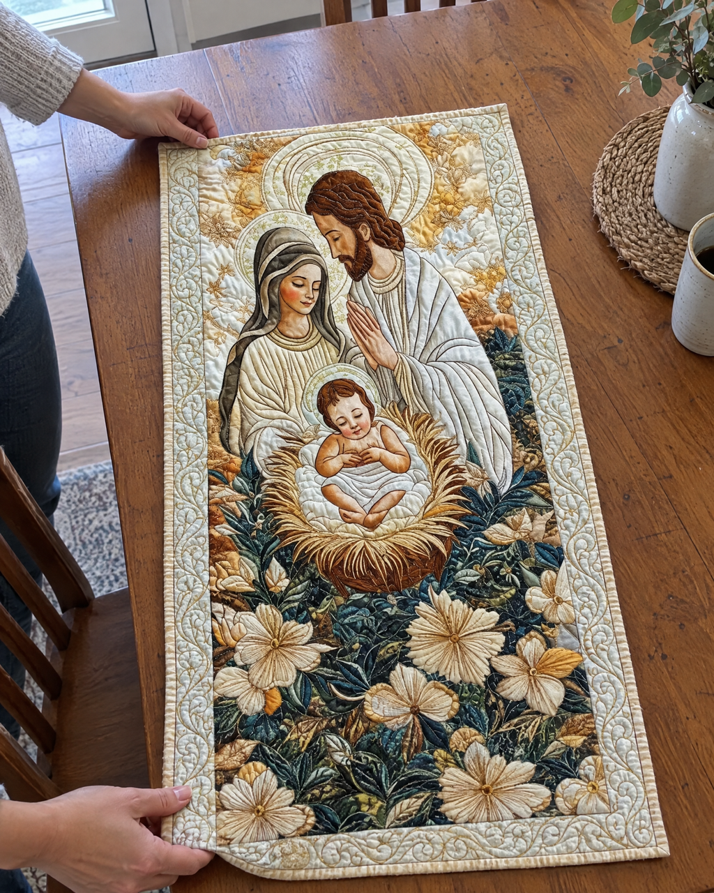 Chemin de table - Crèche divine