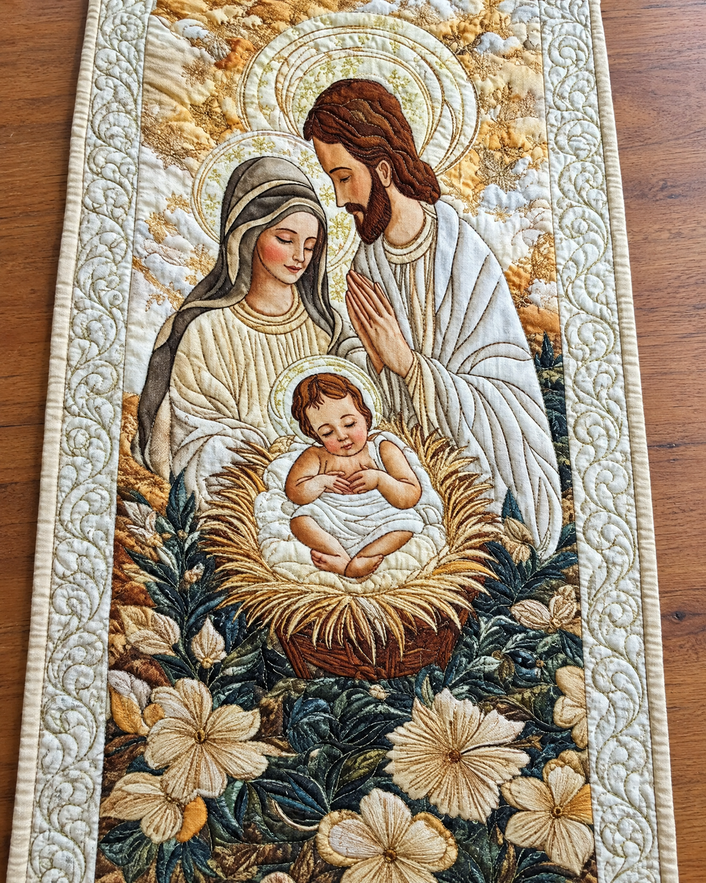 Chemin de table - Crèche divine