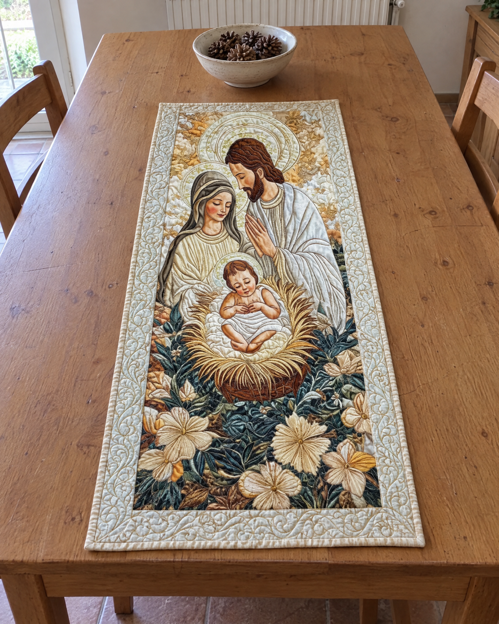Chemin de table - Crèche divine