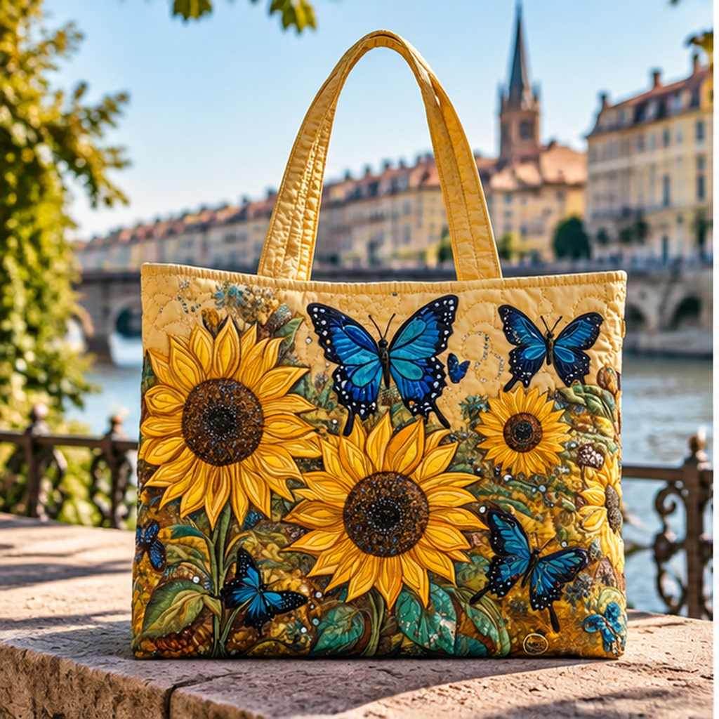 Sac artisanal - Tournesols et papillons bleus